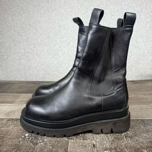 Jeffrey Campbell Looped Platform Chelsea Block Heel Black Ankle Boots Women’s 7. - Picture 4 of 10